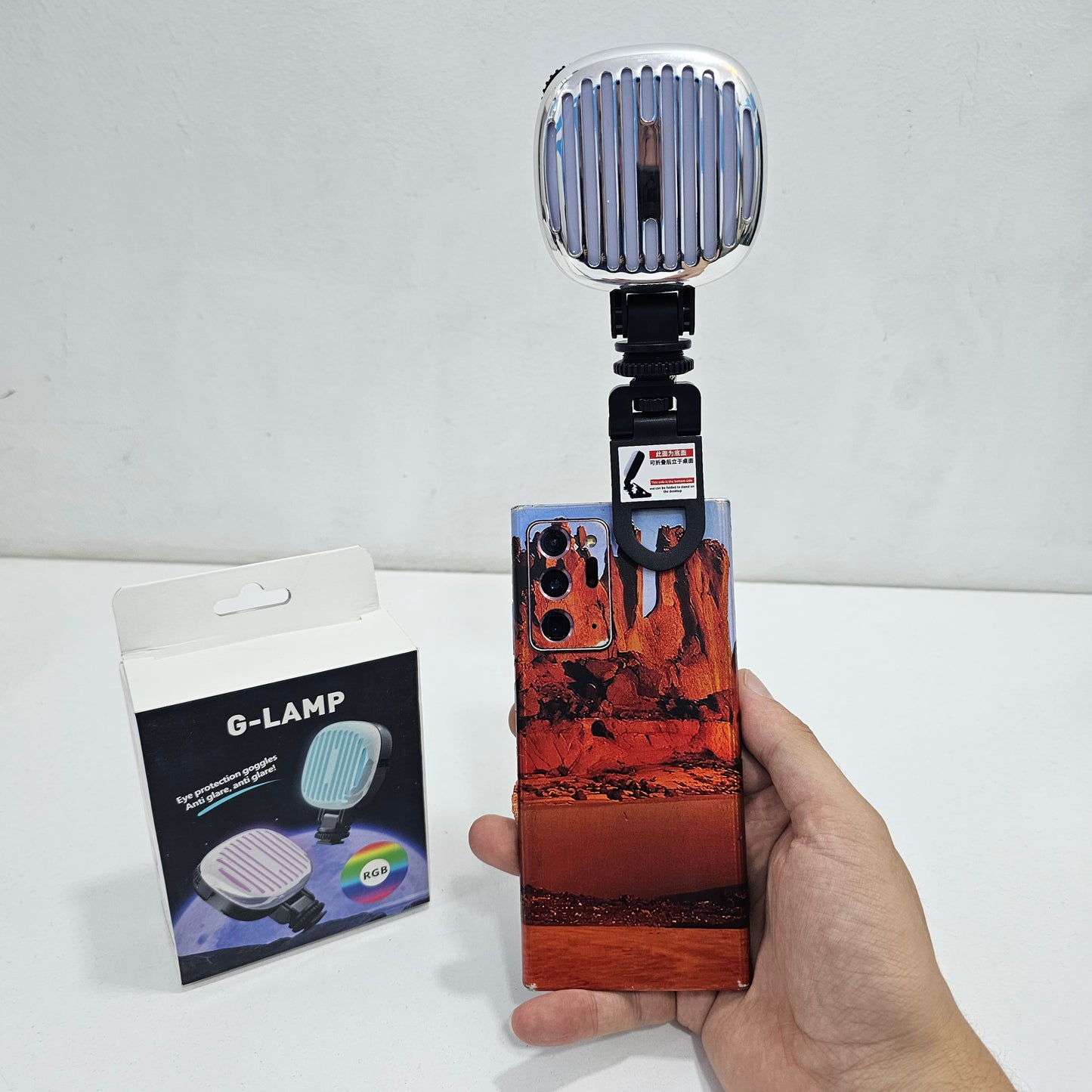 Led g-lamp إضاءة متعددة الألوان مع مشبك لتثبيتها على هاتف أو الكاميرا