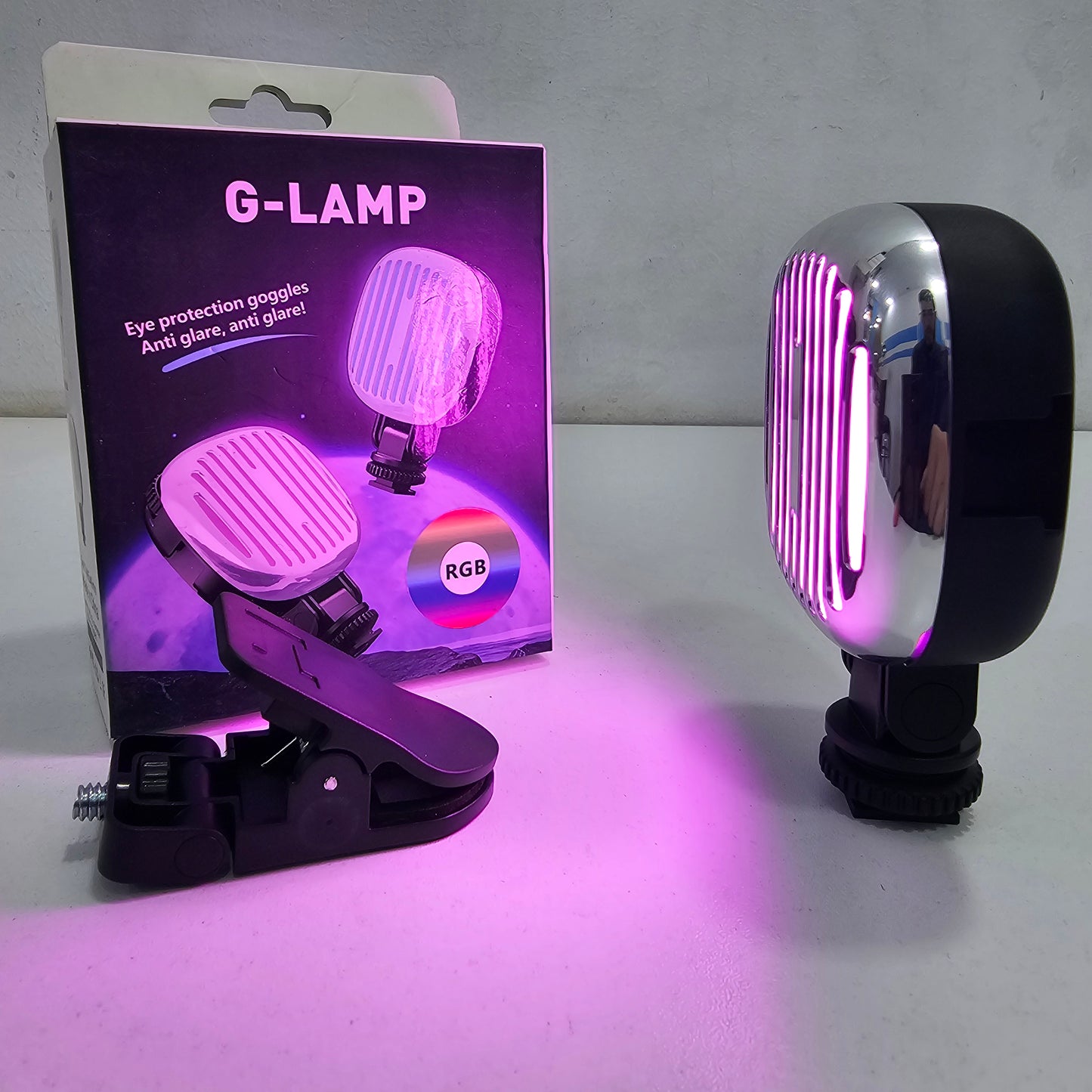 Led g-lamp إضاءة متعددة الألوان مع مشبك لتثبيتها على هاتف أو الكاميرا