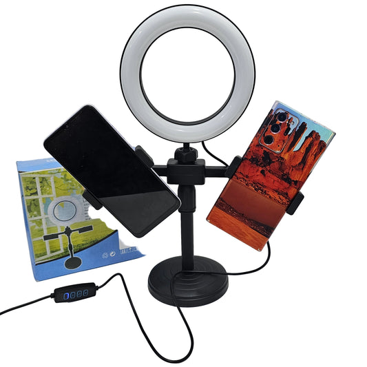 Ring light holder for 2 phones