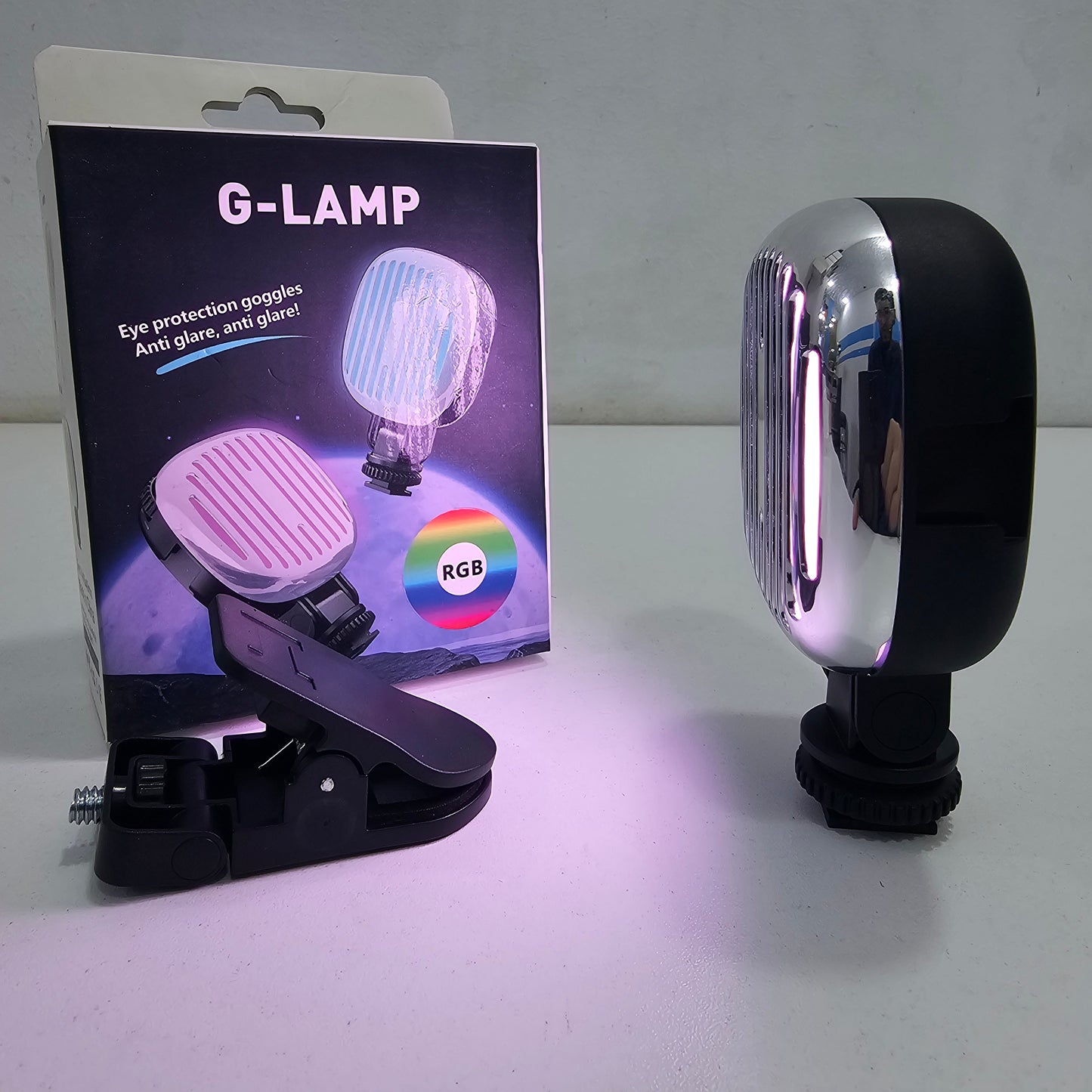 Led g-lamp إضاءة متعددة الألوان مع مشبك لتثبيتها على هاتف أو الكاميرا
