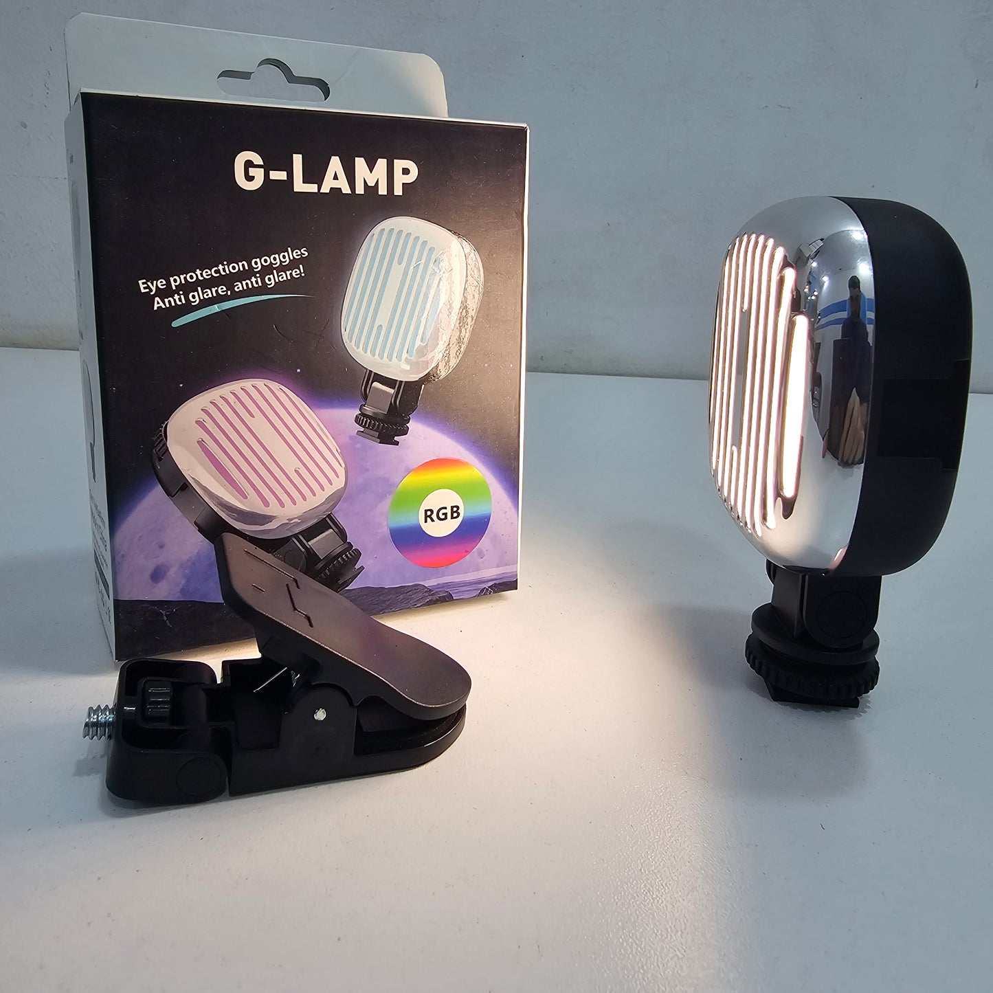 Led g-lamp إضاءة متعددة الألوان مع مشبك لتثبيتها على هاتف أو الكاميرا
