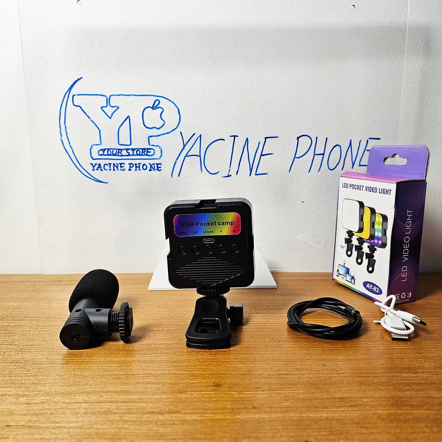 Led rgb 💡إضاءة متعددة الألوان قابل لإعادة الشحن مع ميكروفون مجاني