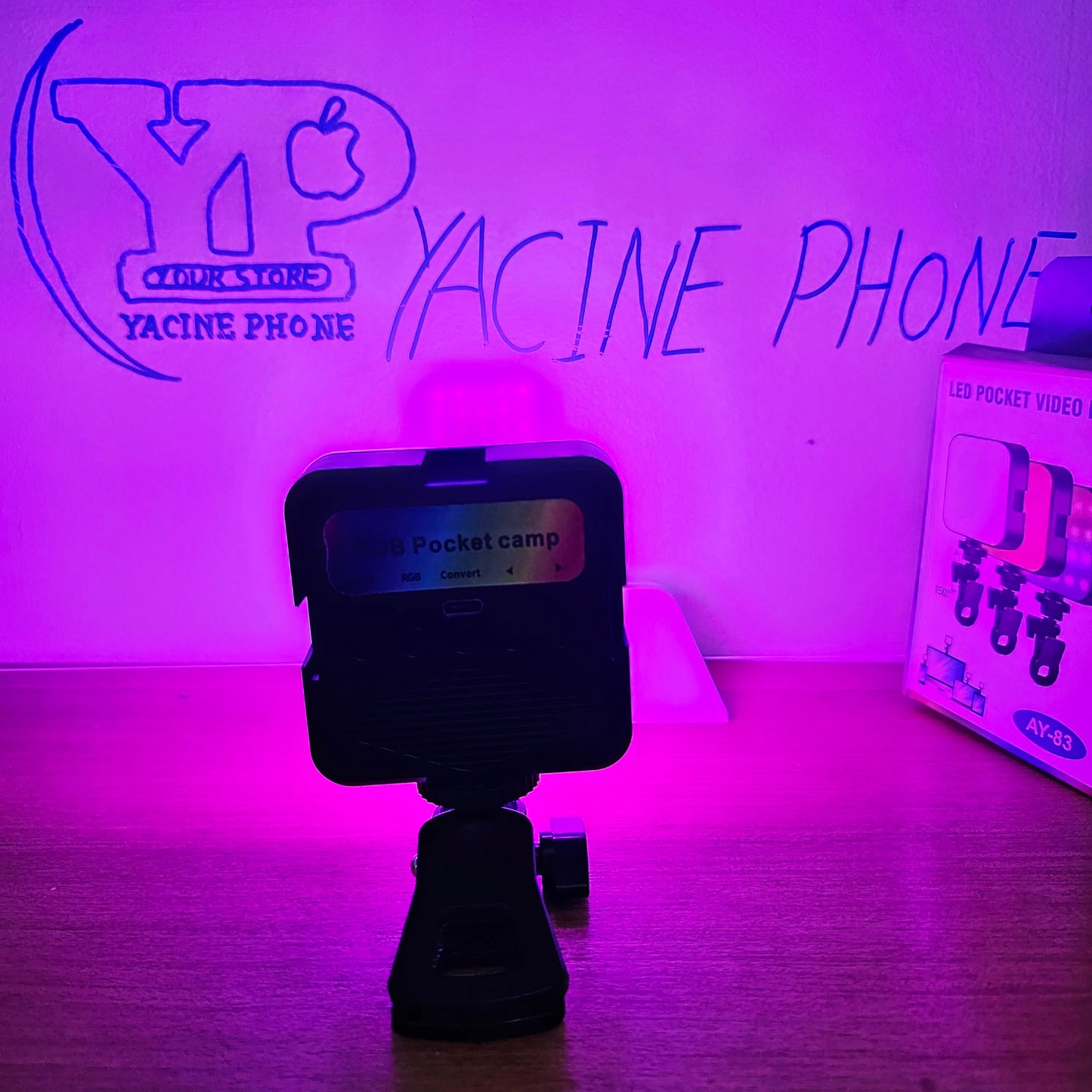 Led rgb 💡إضاءة متعددة الألوان قابل لإعادة الشحن مع ميكروفون مجاني